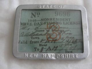 1946 vtg new hamshire 3 day nonresident fishing license time