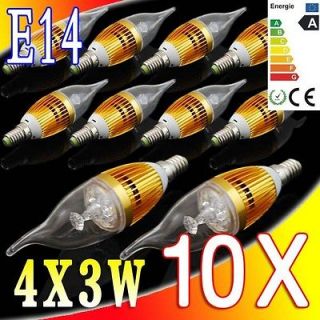10X E14 12W Socket Warm White LED Candle Light Bulb Spot 85 265V 4*3W 