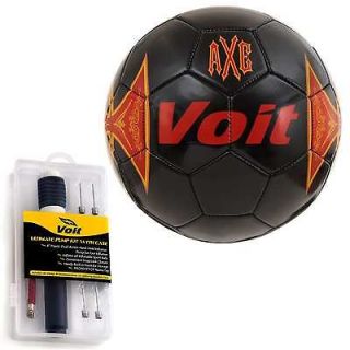 Voit Size 5 Axe Soccer Ball with Ultimate Inflating Kit   Black and 