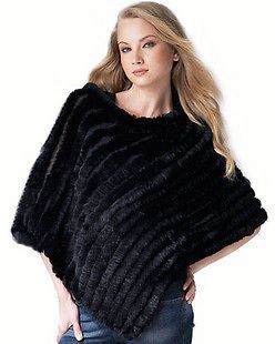 New Knitted Rabbit fur Cape poncho coat Jacket Vest Gilet Nice Real 
