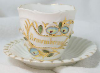 Antique Remember Me Cup & Saucer Vintage, Made in Germany Forget Me 