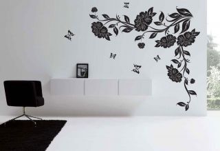 FLORAL WALL STICKERS VINE BORDER WITH BUTTERFLIES WALL STICKER DECALS