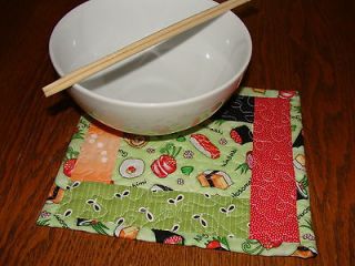 Sushi Mug Rug Pot Holder Wasabi Rolls Green Denyse Schmidt Quilt 