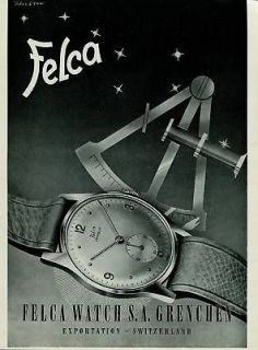 1951 Felca Watch Company Switzerland Vintage 1951 Swiss Ad Suisse 