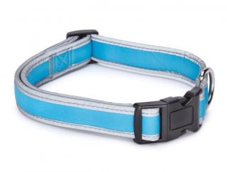 Water Resistant Neoprene Reflective Dog Collar Blue Choose Size