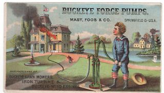 1948 Mast, Foos wind mill, pump c. 1885 trade card Springfield, Oh