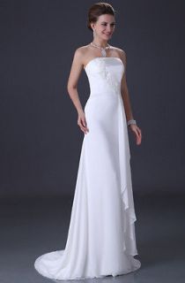   Line Strapless Chiffon white ivory wedding dress lace up 