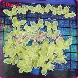 50 x yellow stocking butterfly wedding decoration 3x2cm from china
