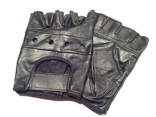 REAL LEATHER FINGERLESS GLOVES BIKERS WEIGHT TRAINING CYCLING AND 