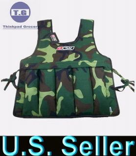 CSK Adjustable Camo Exercise Weighted Vest Empty/Self Fill Hold Up to 