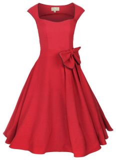   VINTAGE 1950s ROCKABILLY STYLE RED BOW SWING PARTY EVENING DRESS