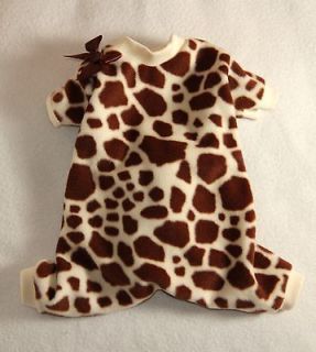 Giraffe Print Cozy Fleece Dog Pajamas clothes PJS pet apparel
