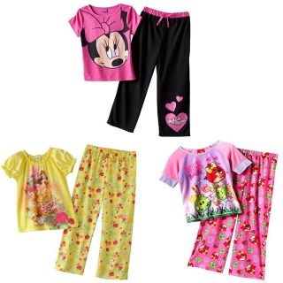 Girl 2PC Disney Belle Minnie Angry Bird Pajama Shirt Pant Set 4/5 6 7 