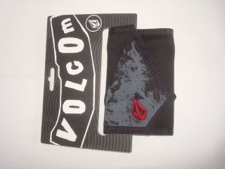volcom wallet cloth velcro black grey red new
