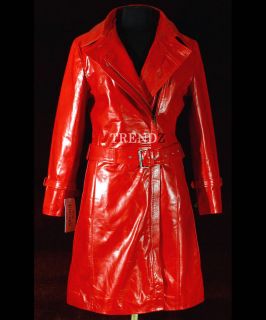 Winslet Red Ladies Womens Long Smart Real Cow Hide Leather Jacket 