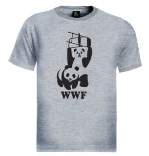 WWF Panda T Shirt bear wrestling funny cool wildlife tee animal save