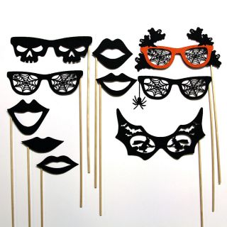 Halloween Photo Booth Props   Ghost, Spider Web Glasses, Black Lips 