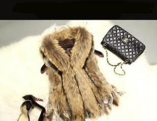 Low Low  Deluxe Ladys 4 Color Racoon Fur/Rabbit Fur Knit Vest/Gilet 