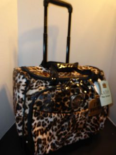 KATHY VanZeeland Cheetah Exotic Edge Wheeled Tote Laptop Bag CarryOn 