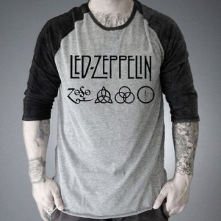Led Zeppelin Runes Zoso rock band Baseball Jersey t shirt 3/4 sleeve 