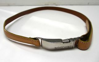 Moschino Womens Genuine Leather 0.5 wide Belt Sz 42 Camel Color Made 