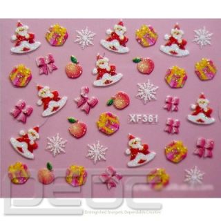 Hot Christmas Wrap 3D Nail 26 Designs Art Stickers Foil Tips Decal 
