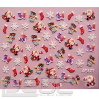 Hot Christmas Wrap 3D Nail 26 Designs Art Stickers Foil Tips Decal 