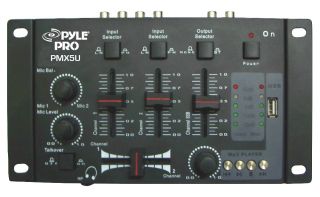 Pro Audio Pyle DJ PMX5U Stereo 2 Channel DJ USB SD Card Mixer with 1 4 