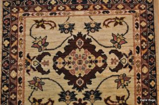 10.5 foot long hall runner handmade hand woven rug blue, cream brown 
