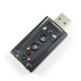 External USB 3D Sound Card Virtual 7.1 CH Audio Laptop +USB Extension 