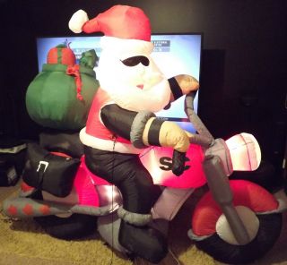    Airblown Santa riding motorcycle inflatable 7 feet long a must have