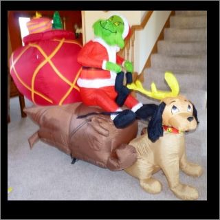    Stole Christmas Airblown Inflatable Max Sleigh Lighted 7 Feet Long