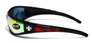   to The Bone Choppers Black Frame Hot Red Flame Revo Lens 9903