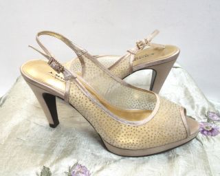 Marinelli Women Dressy Gold Slingback Mesh Sandal 10