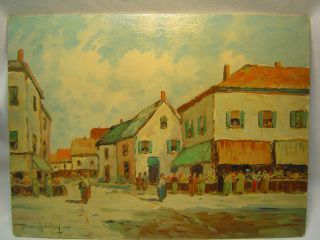 Dennis Ainsley Market Place Abbeville Painting C 1945