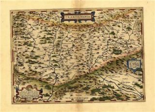 Large Ortelius Transylvania Romania Old Antique Map