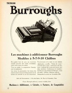   Burroughs Calculator Machine 1 Rue Italiens Paris Accounting Product