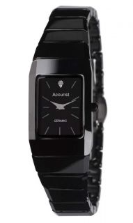 Accurist Ladies Rectangular Black Ceramic Bracelet Watch LB1652