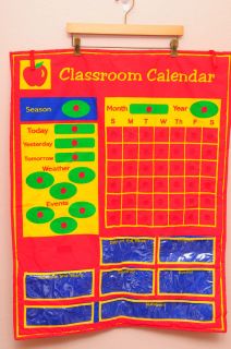   Kids Red Classroom Calendar Weather Day Month Year Seasons Homeschool