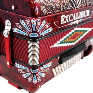 Excalibur Custom Series Piano Accordion Ornate Red 72 Bass