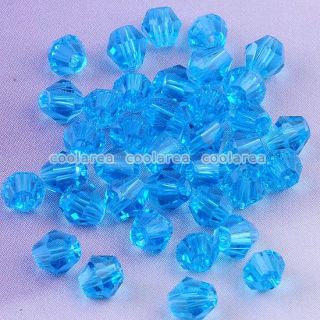300x Bulk Acid Blue Faceted Glass Loose Beads for Jewellery Making 