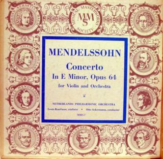 10 Louis Kaufman Ackermann Mendelssohn Violin Concerto LP VG MMS 7 
