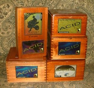   collection of five heavy wooden cigar boxes from acid several sizes