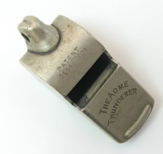 Antique Soccer Cup Whistle Acme Thunderer Patented