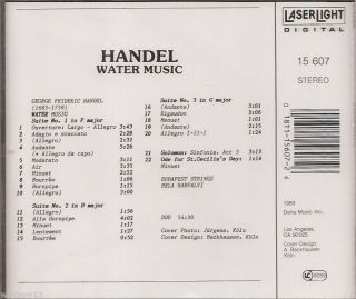 Handel Water Music Suites 1 3 Budapest Strings New CD