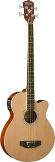 Washburn AB5BK Acoustic Electric Bass Guitar with Case and Natural 