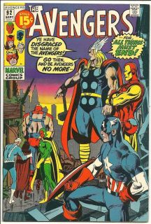 Avengers 92 9 4 Neal Adams Cover Thor Iron Man Captain America