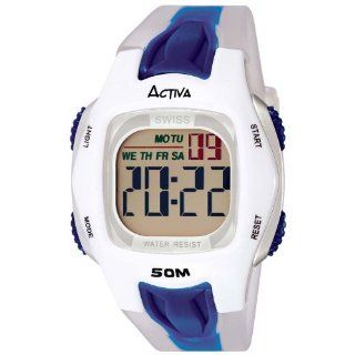 Activa Mens AD028 006 Digital White and Blue Rubber Strap Watch