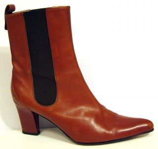 Adrienne Vittadini Brown Leather Ankle Boot Size 10M
