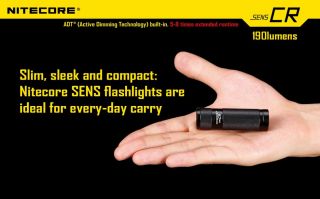 New Nitecore Senscr CREE LED 190 Lumens Active Dimming Flashlight Sens 
